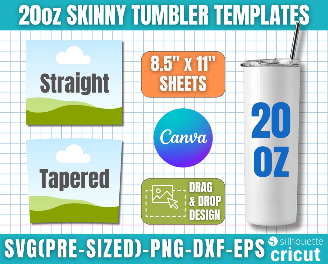 Tumbler Template SVG, 20oz Skinny Tumbler Template, Skinny Tumbler Full ...