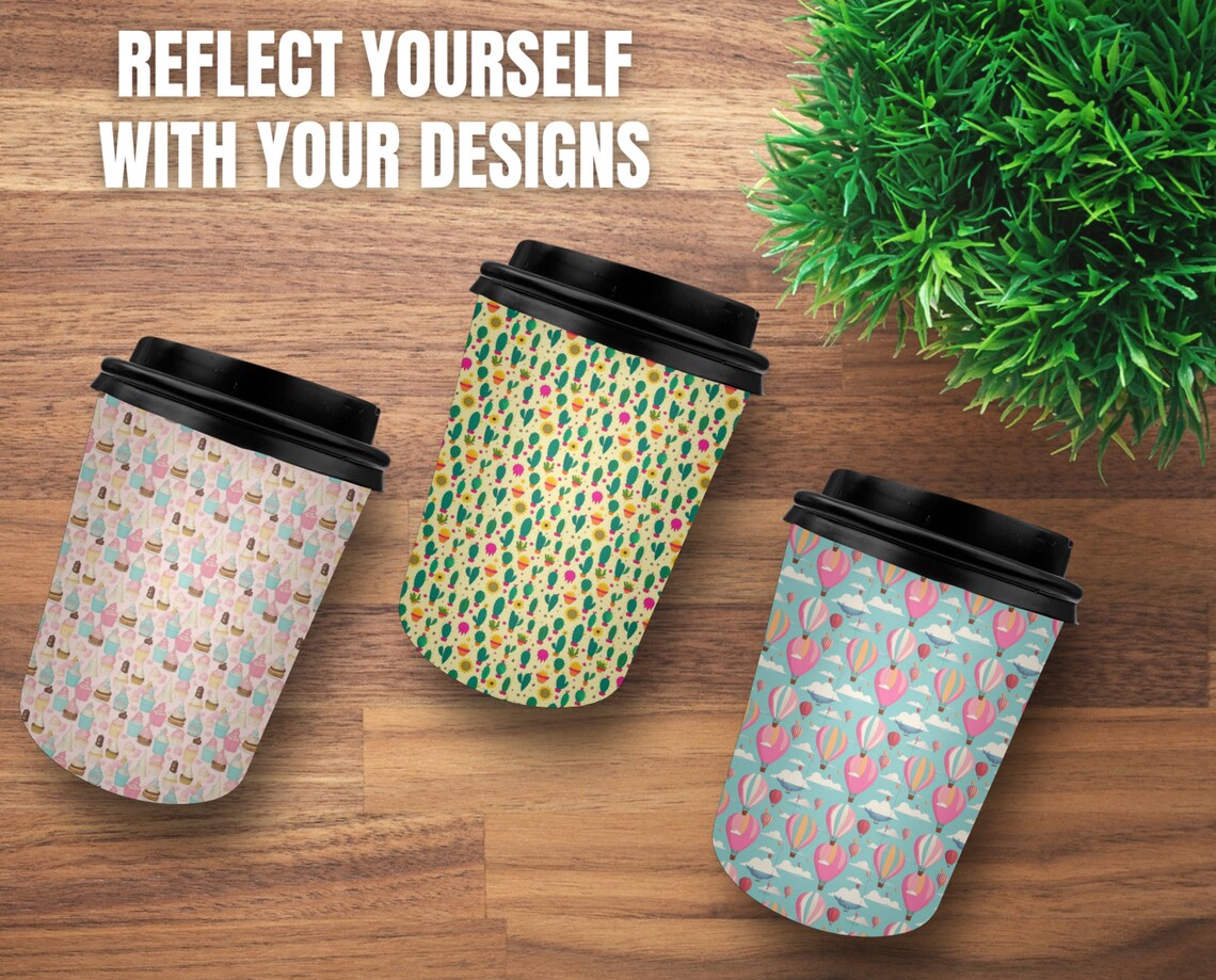 Paper Cup Wrapper Template, Paper Coffee Cup Template, Paper Cup ...