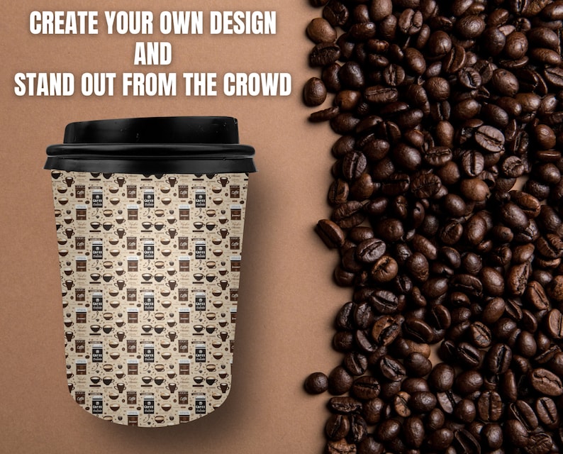 Paper Cup Wrapper Template, Paper Coffee Cup Template, Paper Cup ...