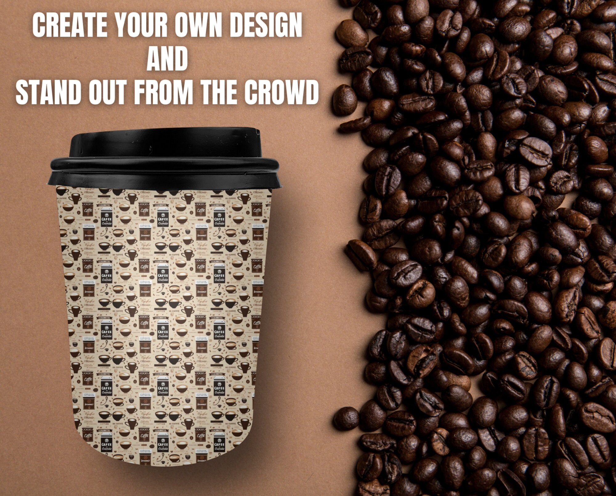 Paper Cup Wrapper Template, Paper Coffee Cup Template, Paper Cup ...