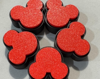Mickey-Shaped Fidget Clickers Set of 5 | Black Red Mouse Sensory Toy