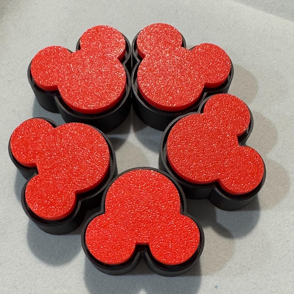 Mickey-Shaped Fidget Clickers Set of 5 | Black Red Mouse Sensory Toy