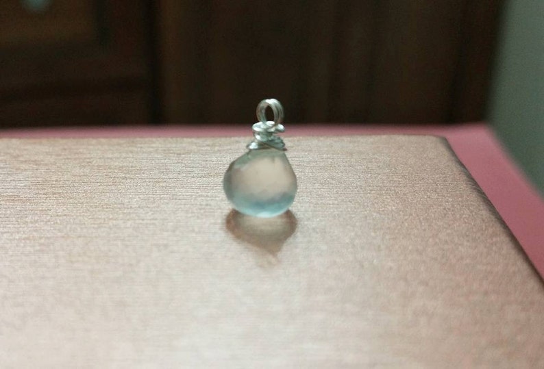 Gemstone Wrapped Charm Pendant Semi-precious Stone Wire Opal White Chalcedony Faceted Onion Briolette ADD ON PendantCharm
