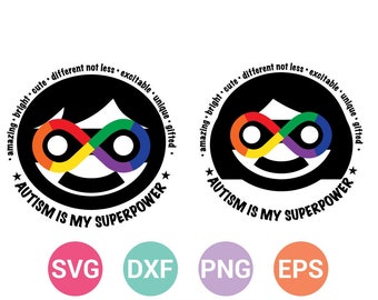 Autismus Super Power svg, Autismus Superheld, Infinity Autismus, Regenbogen Autismus, Cricut Cut Dateien, Instant Download, SVG, Png, Eps, Dxf CF-357