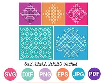 Kolam Art SVG Bundle: Rangoli India Art, Cricut Silhouette Cut Files (Digital Download)