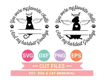 Pet Memorial SVG: Dog & Cat Angel Wings Design (Instant Download)