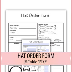 Formulario de pedido de sombreros Texto rellenable Solo PDF Tamaño carta Plantilla de descarga instantánea -BOP-056- FORMULARIO DE SOMBRERO
