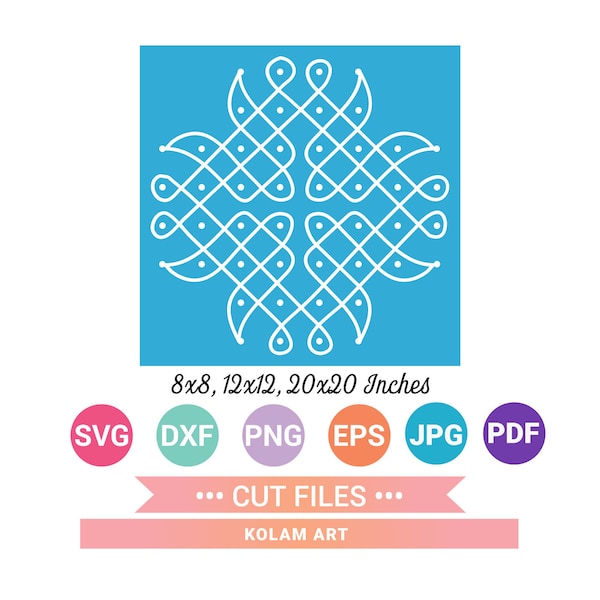 KOLAM Art svg, Rangoli Art svg, India art svg, Cricut Cut Files, Cricut, Silhouette,Instant Download, Svg, Png, Eps, Dxf, Pdf, Jpg CF-315-2