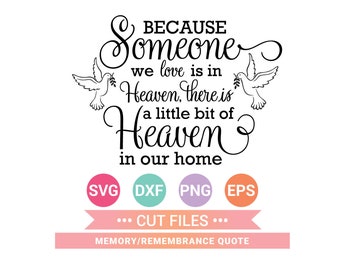 Because Someone We Love is in Heaven SVG, Memory Quote PNG, memory svg, Mourning in memory, Instant Download, Svg, Png, Eps, Dxf CF-292