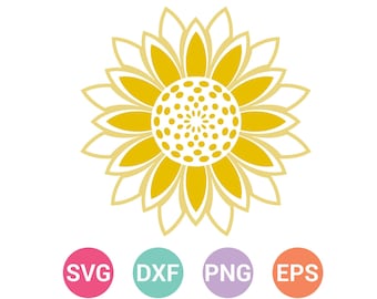 Sunflower svg, Sunflower Vinyl, Cricut Cut Files, Cricut Design Space, Silhouette, Instant Download,Svg, Png, Eps, Dxf CF-104-flower2