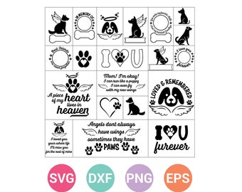 Pet Memory Bundle SVG, Dog Memorial Svg, Memorial svg, Angel Wings Svg, Pet Quote, Pet Loss, Instant Download, Svg, Png, Eps, Dxf CF-359