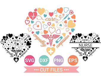 Nurse Heart Monogram SVG: Medical Symbol Cut Files (Digital Download)