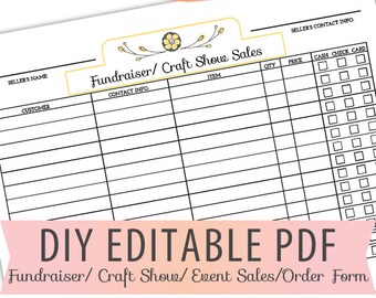 diy editable printable pdf jpg order form fundraiser craft etsy