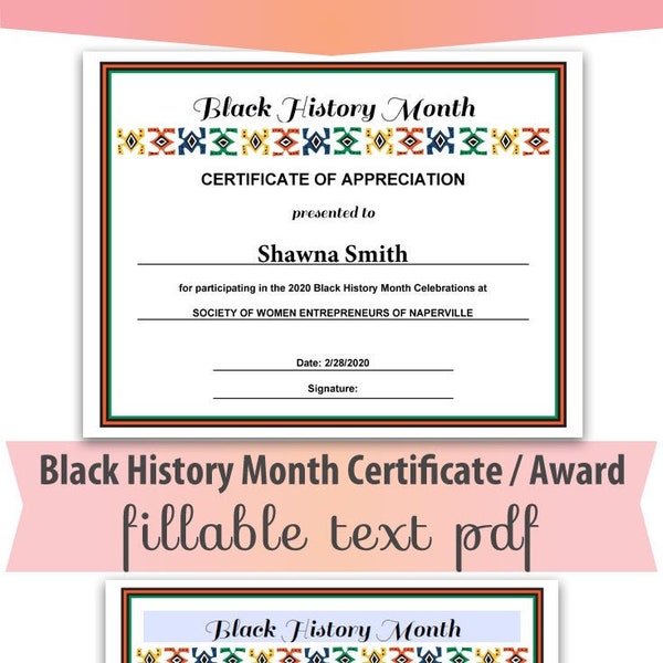 Black History Certificates - Etsy