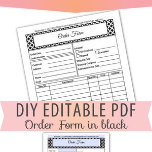 Formulario de pedido en formato PDF editable o rellenable Factura Formularios en blanco de tamaño carta Hoja de ventas Recibo de pedidos Descarga digital Plantilla + archivos jpg