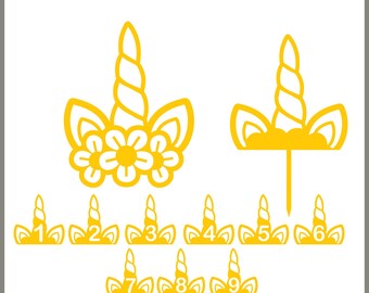 Unicorn Cake Topper Svg Etsy