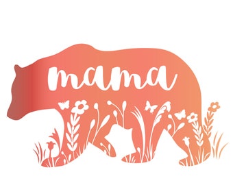 Download Mama Bear Floral Svg Etsy