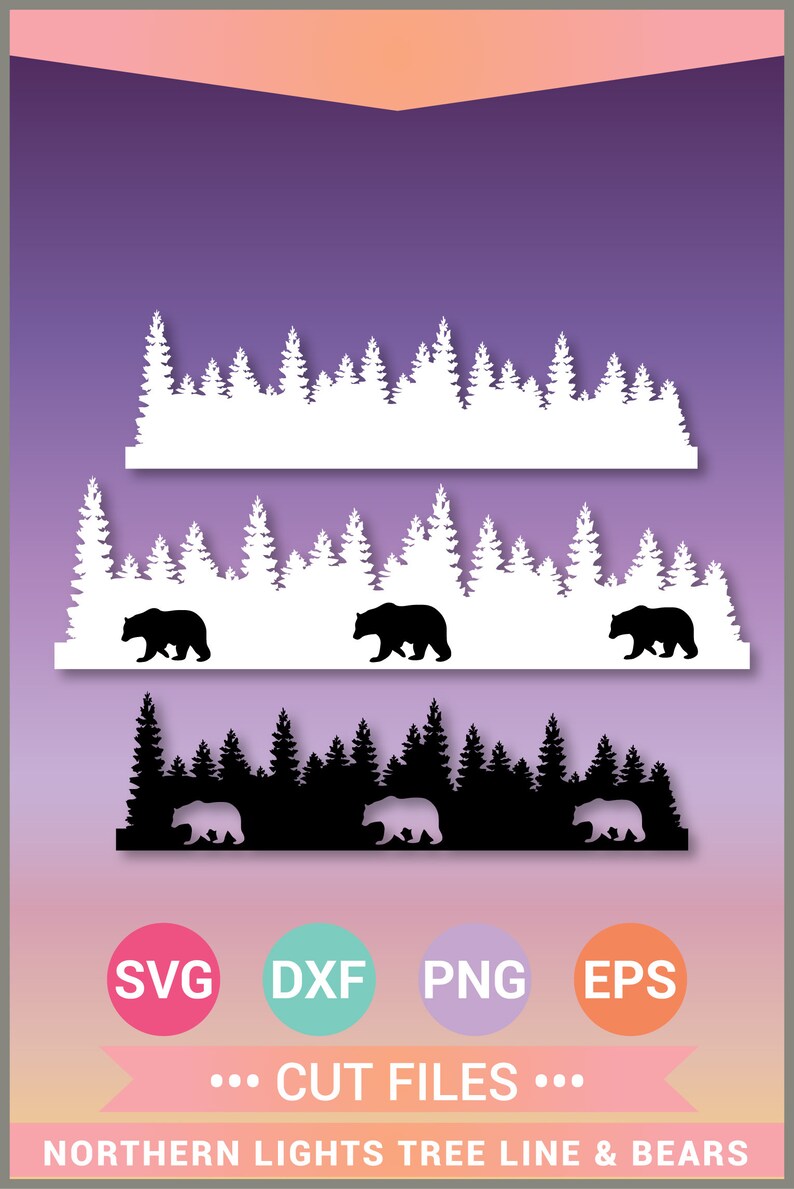 Northern Lights Tree Line svg Aurora Borealis SVG Cut Files | Etsy