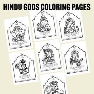 Childrens Coloring Pages, Hindu Gods Coloring Page, Kids Activity, Posters, Kids Art, Letter Size, 7 page PDF, Instant Download KBP-011