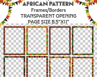 African Print Border Bundle, Template, Announcement Stationery, Kente Prints, African Prints, Digital Download, Instant Download:DP-104