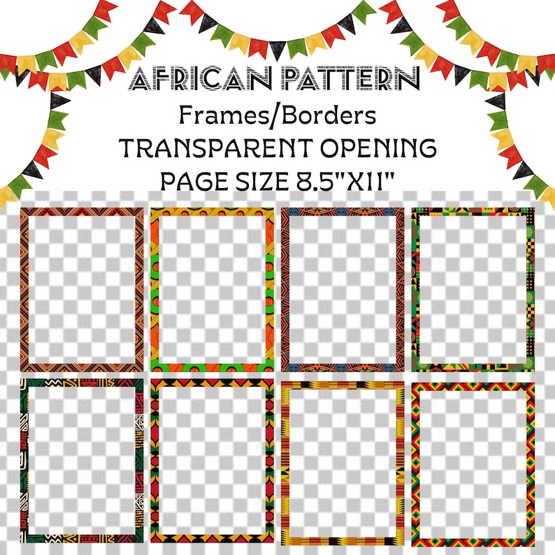 African Print Border Bundle, Template, Announcement Stationery, Kente ...