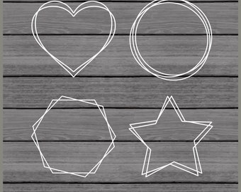 Wire Frame Wreaths Heart Circle Hexagon Star SVG Cut Files, Cricut Design Space, Silhouette,Instant Download,Svg, Png, Eps, Dxf CF-095