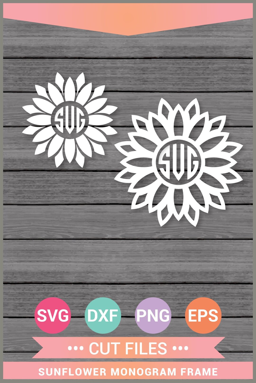 Sunflower SVG, Flower Svg, Monogram Frame Cricut Cut Files, Svg Cricut ...