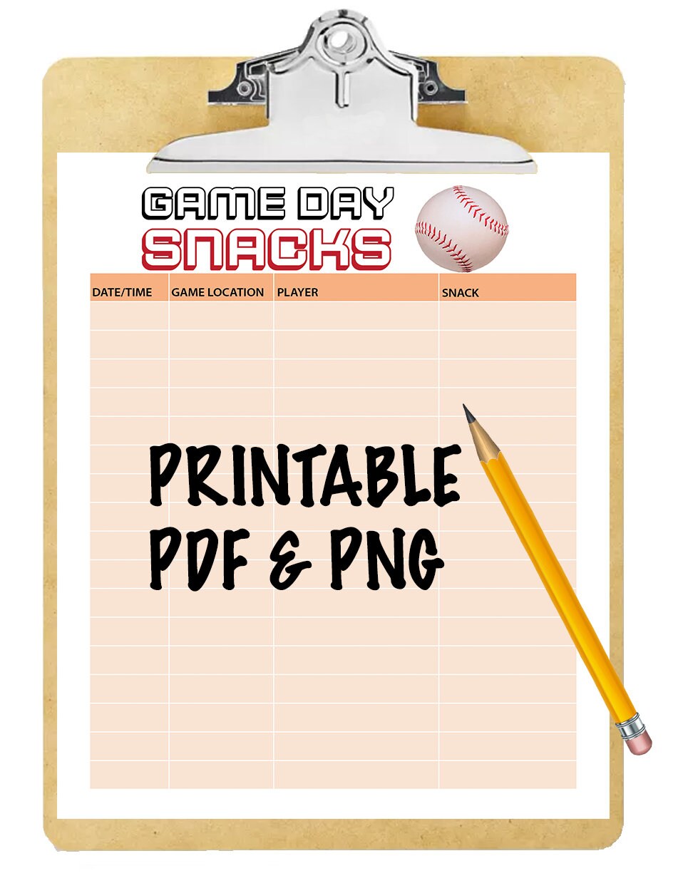 Game Day Snack Sign Up Sport Schedule Printable Form PDF & - Etsy