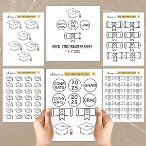Graduate 2025 Cap Scroll Royal Icing Transfer Sheets, Graduate Royal Icing, Icing Design, Meerdere maten, Instant Download 8,5 x 11 inch PP-024