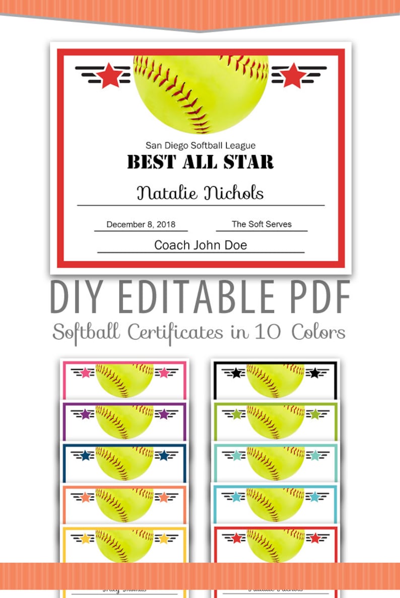 Softball Certificate Templates