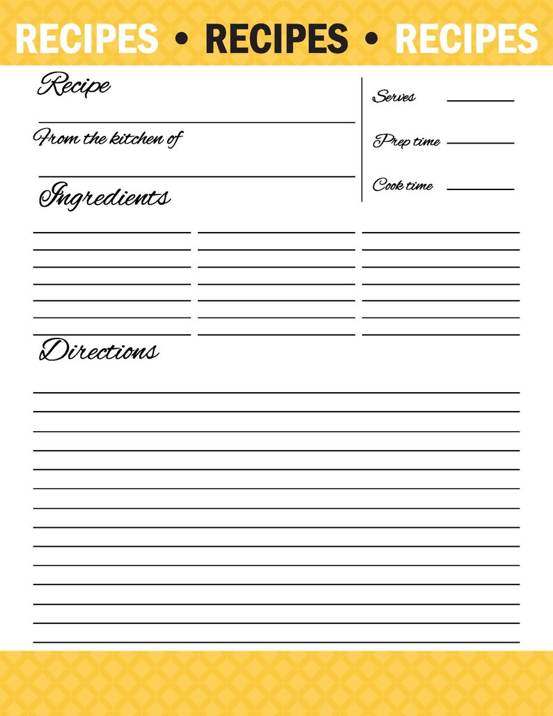 Free editable recipe template pdf daxcollege