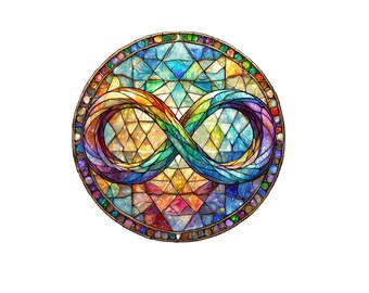 Autism Neurodiversity PNG, Stained Glass, Infinity autism, Rainbow Autism, Instant Download, GPX-1176