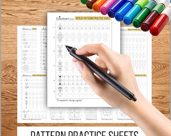 70 Designs Tracing and Drawing Pattern Templates for Practice (Instant Download), Printable Worksheets, Art Therapy Practice Sheets