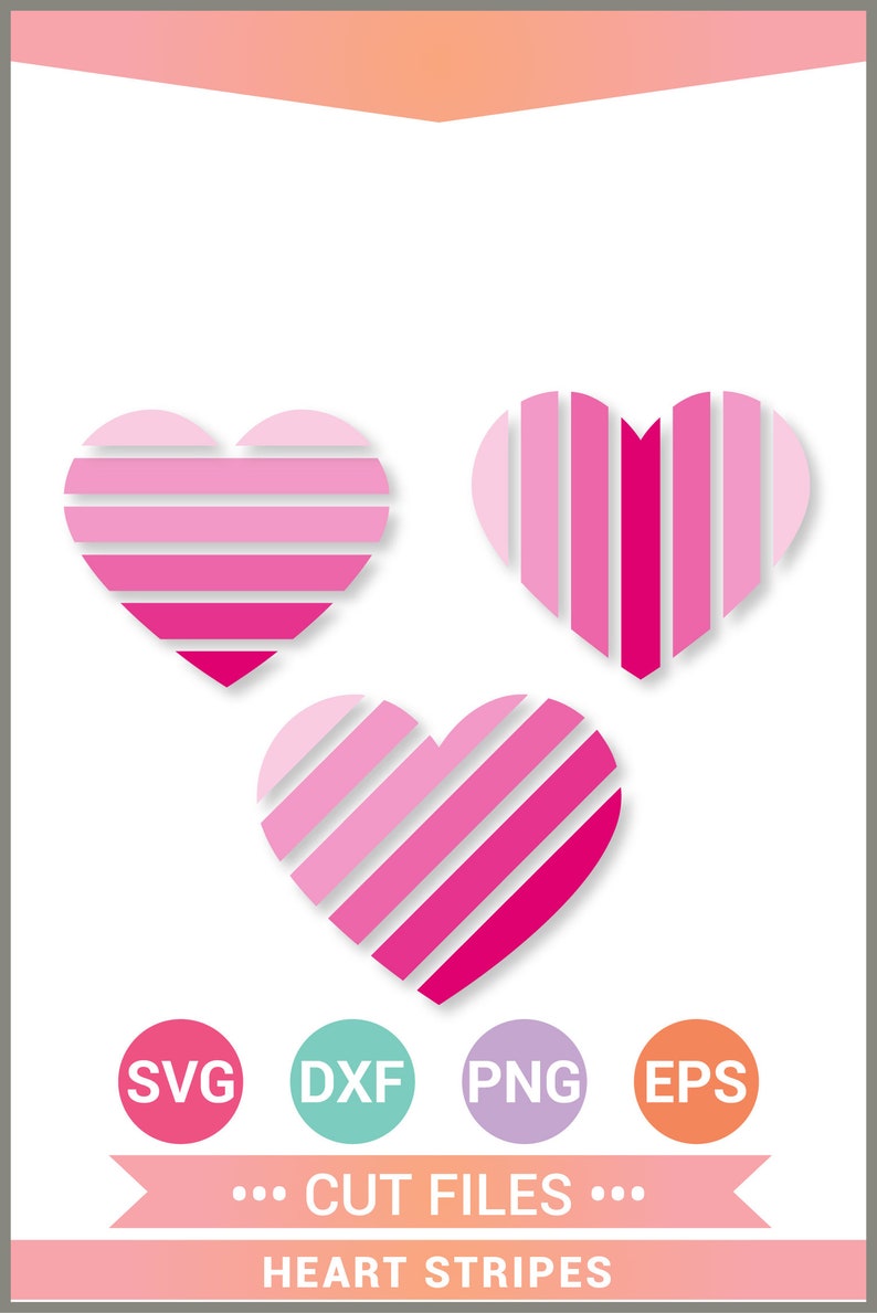 Heart Stripes SVG Striped Hearts Cut Files Cricut Design | Etsy