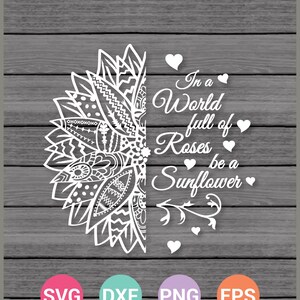 Wees een zonnebloem-mandala svg, zonnebloem offerte svg, zonnebloem svg Cricut Cut-bestanden, silhouet, Instant Download, Svg, Png, Eps, Dxf CF-126