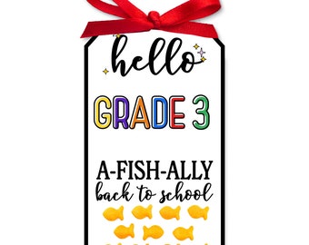 Back to School Tag Bundle, A-Fish-Ally Gift Tags, Student Staff Teacher Appreciation Treat Tags, Letter Size - Instant Download PP-003-3