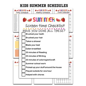 Plantilla de reglas de verano para niños, tamaño carta, rellenable, editable e imprimible, de 9 páginas, descarga instantánea - KBP-005-22