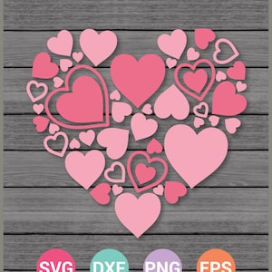 Herz der Herzen SVG, Valentinstag geschnitten Dateien, Cricut Design Space, Silhouette, Sofort-Download, SVG, Png, Eps, Dxf, Cf-096
