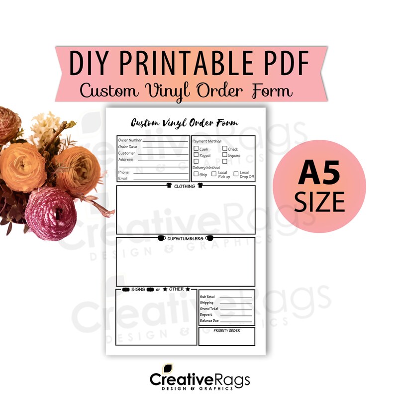 vinyl decals order form pdf jpg sheet a5 size 58x etsy