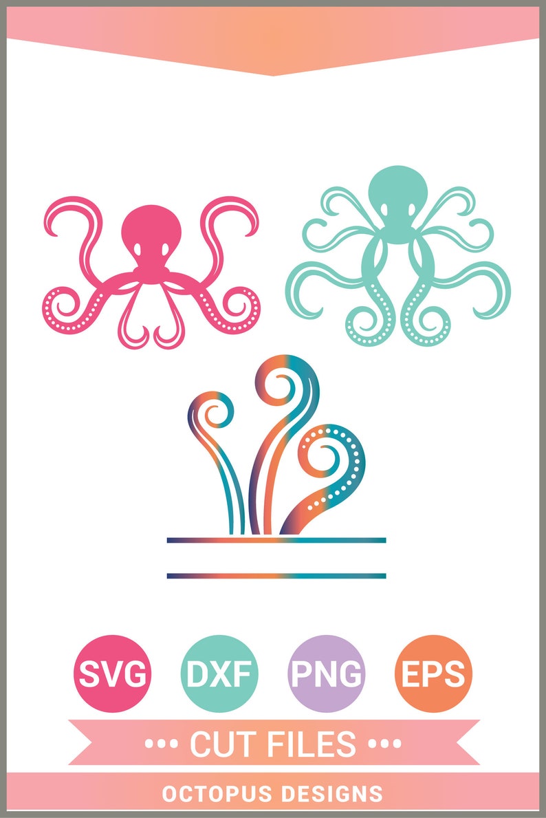 Download 3 Octopus Designs Split Bottom Monogram SVG Cut Files ...
