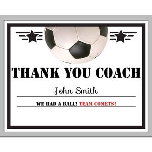 Editable PDF Sports Team Game Soccer Thank You Coach Certificate Award Template
