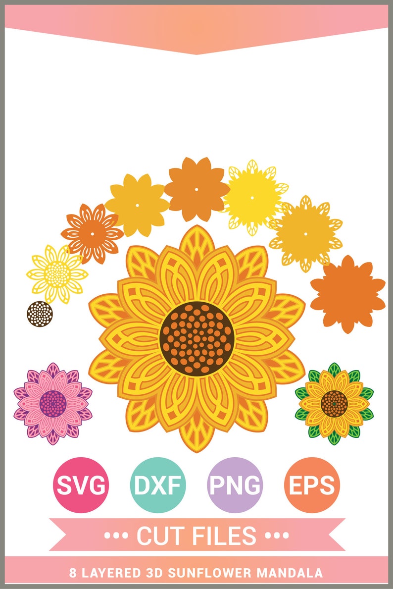 Download 3D Sunflower Geometric Mandala SVG Bundle Layered Mandalas ...