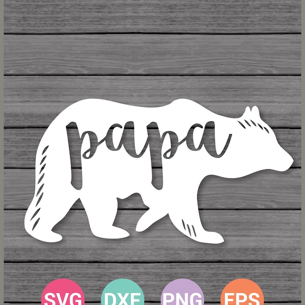 Papa Bear svg, daddy bear svg, animal SVG Cut Files, Cricut Design Space, Silhouette,Instant Download,Svg, Png, Eps, Dxf CF-113-papa