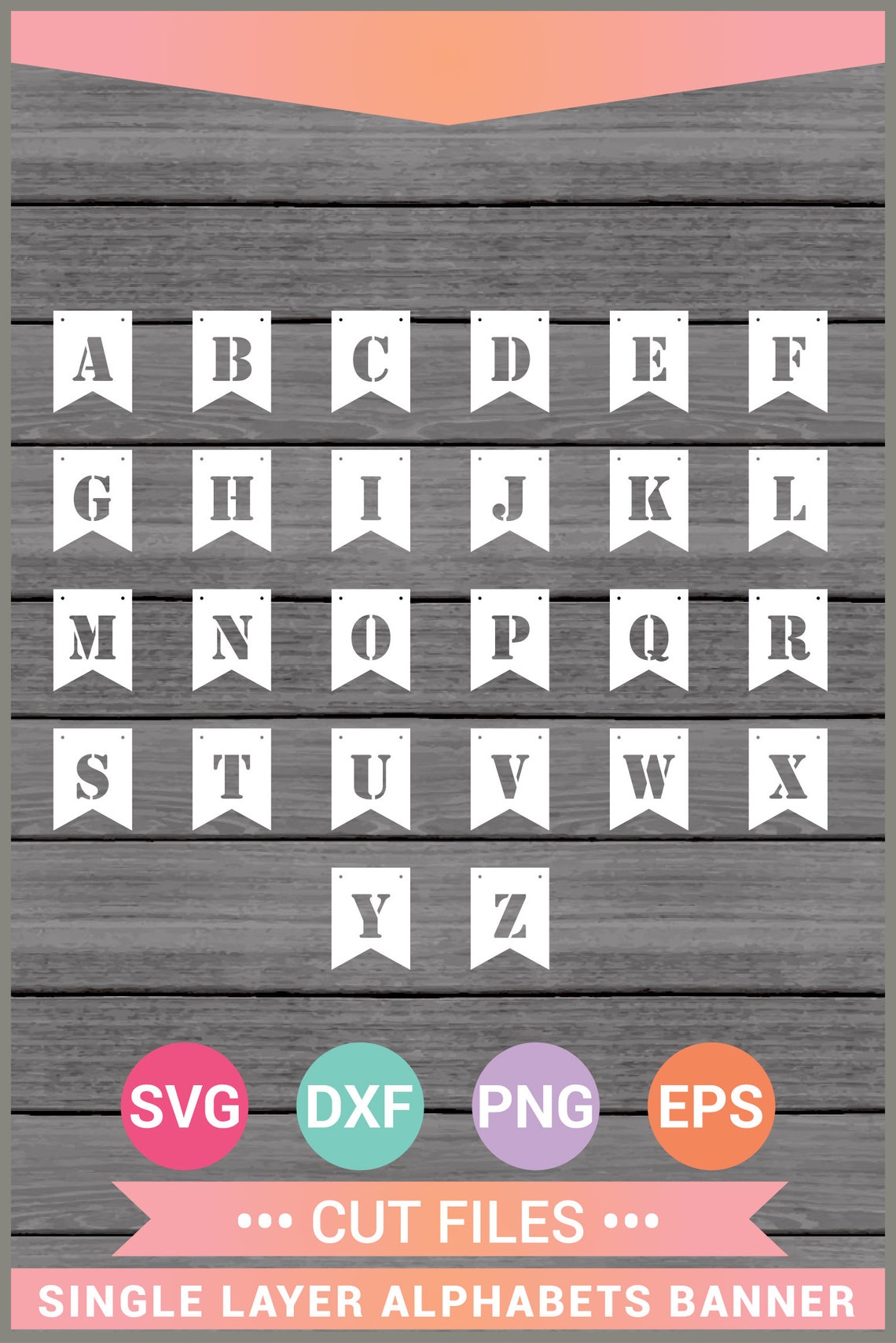 Einschicht-A-Z Alphabet Wimpel Banner Flagge Buchstaben SVG - Etsy.de