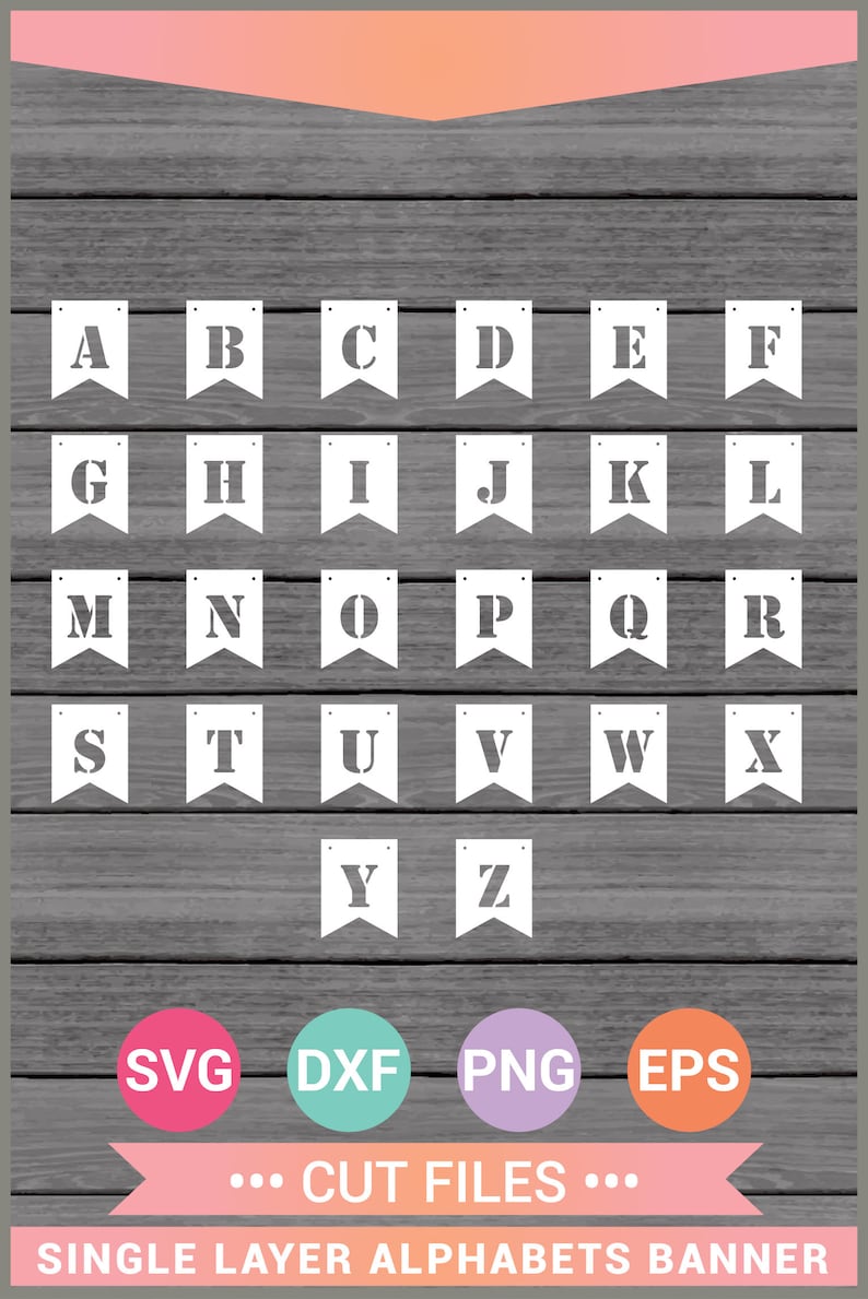 Download Single layer A-Z Alphabet Pennant Banners Flag Letter SVG ...