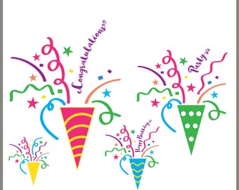 Party Streamer SVG: Confetti, Popper Cut Files (Digital Download)