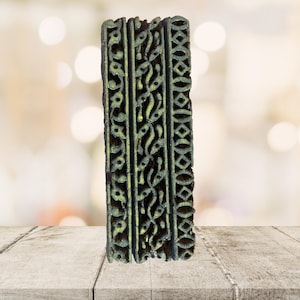 Large Antique Vintage Carved Wood Textile Block or Stamp Floral Repeat Pattern Tile Code NoAV-20 FREE SHIPPING