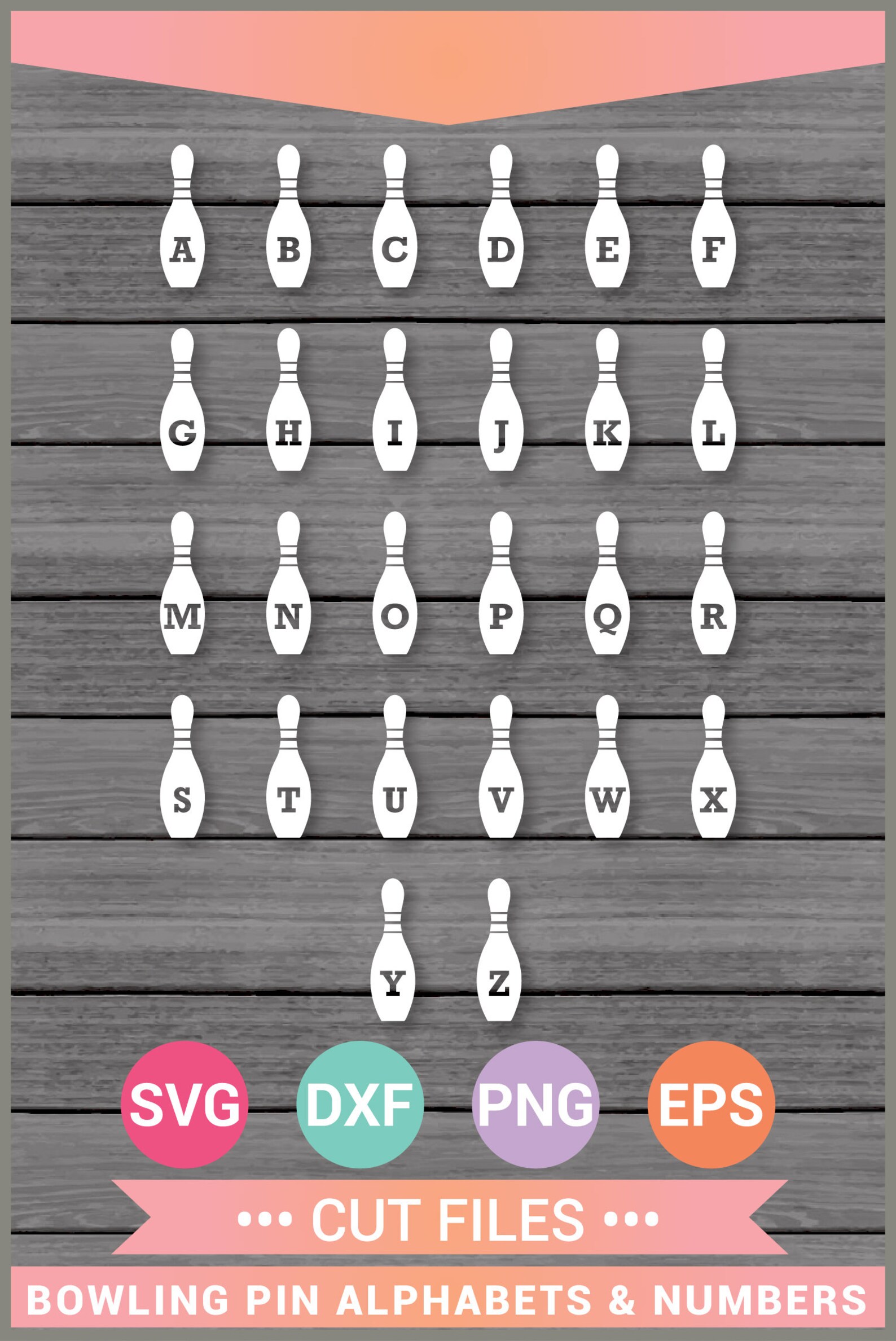 Bowling Pin Alphabet Monogram Letters Numbers SVG Cut Files Etsy