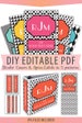 Editable Monogram Binder Cover & Spine Labels pdf, Letter Size, 5 pack, matching Back Cover, DIY Printable, plus JPG files, Instant Download 