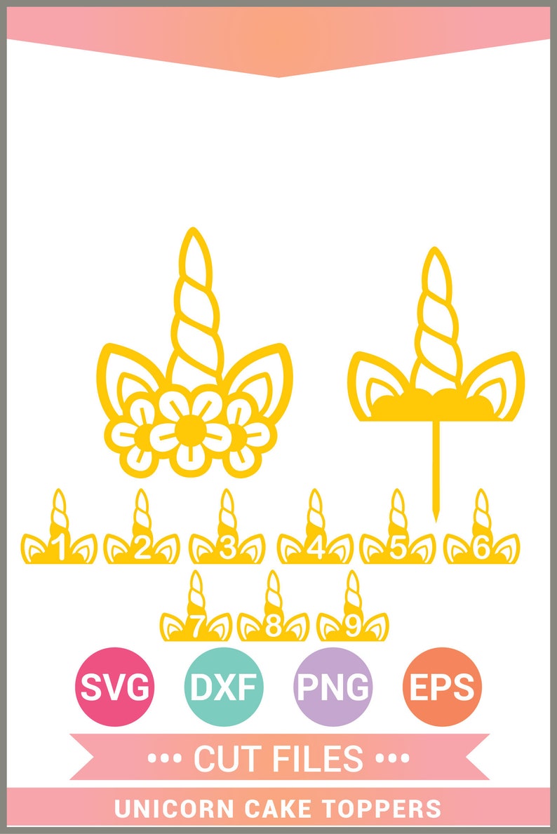 Unicorn Cake Toppers SVG unicorn birthday svg Cricut Cut | Etsy